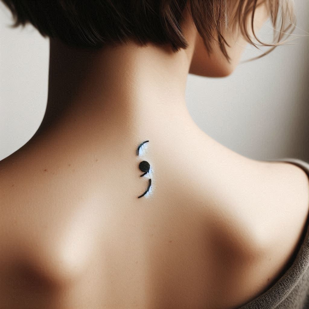 neck semicolon tattoo