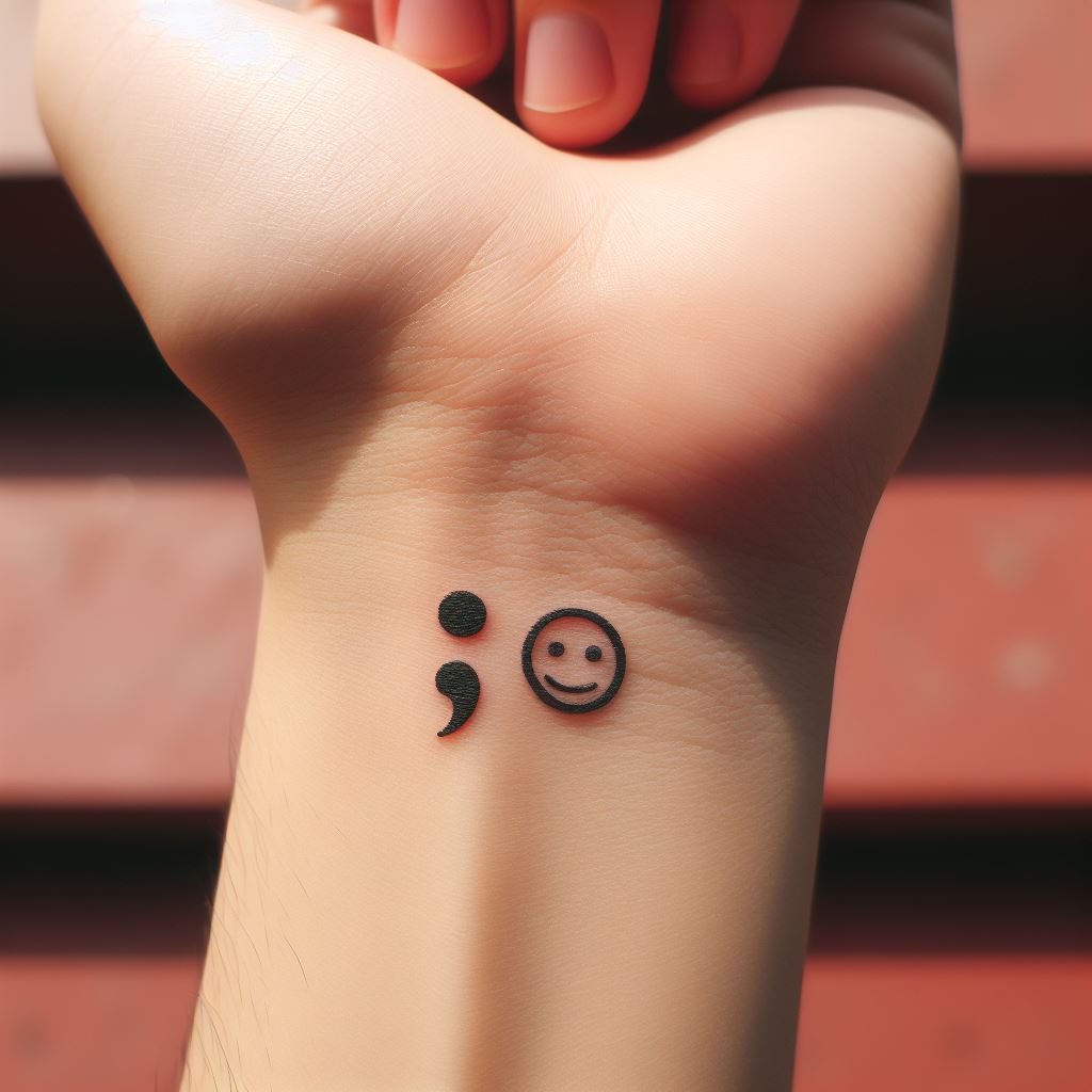 smiley semicolon tattoo